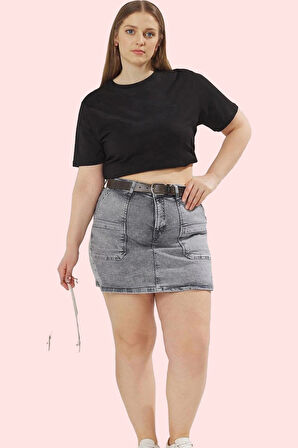 Kadın Büyük Beden Denim Şort Etek; Yüksek Bel Kısa Boy Günlük Stil Yaz Aylarının Vazgeçilmezi