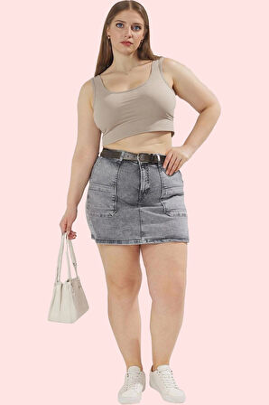 Kadın Büyük Beden Denim Şort Etek; Yüksek Bel Kısa Boy Günlük Stil Yaz Aylarının Vazgeçilmezi