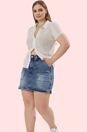 Kadın Büyük Beden Denim Şort Etek; Yüksek Bel Kısa Boy Günlük Stil Yaz Aylarının Vazgeçilmezi