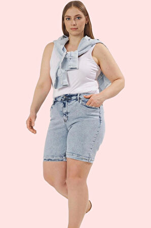 Kadın Denim Regular Şort Yüksek Bel Geniş Paça Günlük Kullanım Hafta Sonu Kaliteli Malzeme