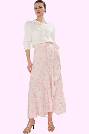 Kadın Yazlık Maxi Etek Çiçekli A line Krep Dokuma Tasarım Günlük Kullanım Kaliteli Malzeme