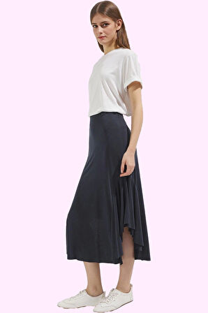 Kadın Örme Midi Etek Modal Polyester Yazlık Casual Fırfırlı Günlük Kullanım Modern Tasarım