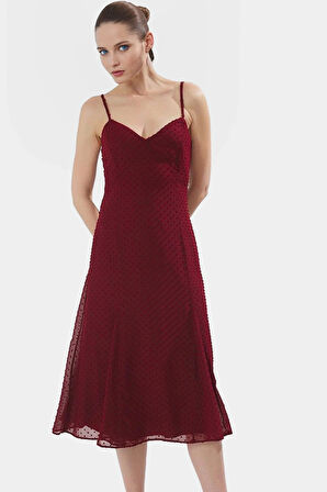 Polyester Şifon Elbise A line Midi Kolsuz Rahat Kullanım Şık Görünüm