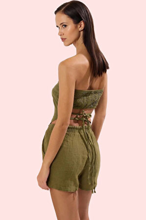 Kadın Doğal Keten Plaj Şortu Yazlık Rahat Şık ve Günlük Kullanım Yaz Aylarının Vazgeçilmezi