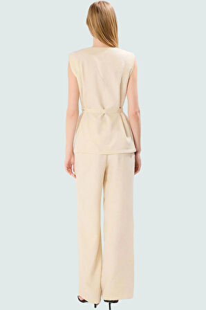 İş Ve Günlük Kullanım İçin Viskoz Keten Görünümlü Yelek Pantolon Takım Yüksek Kalite