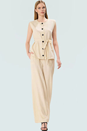 İş Ve Günlük Kullanım İçin Viskoz Keten Görünümlü Yelek Pantolon Takım Yüksek Kalite