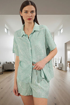 Shally Dokuma 2'li Pijama Takımı Kısa Kollu Regular Kalıp Hayvan Desenli Seçkin Malzeme