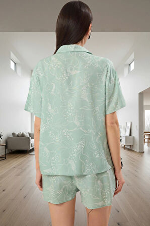 Shally Dokuma 2'li Pijama Takımı Kısa Kollu Regular Kalıp Hayvan Desenli Seçkin Malzeme