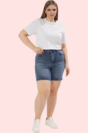 Kadın Regular Denim Şort Yüksek Bel Pamuk Günlük Casual Hafta Sonu Yaz Aylarının Vazgeçilmezi