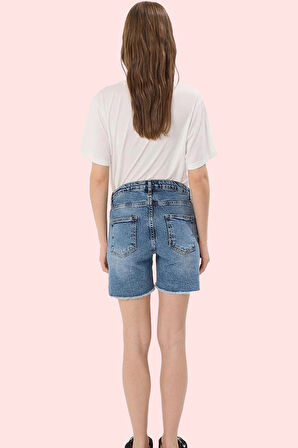Hamile Denim Şort Kadınlar İçin Rahat ve Şık Regular Geniş Paça Yüksek Bel Günlük Kullanım