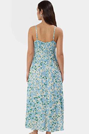 Gipeli A line Kolsuz Maxi Elbise  Viskoz Yazlık Profesyonel Görünüm