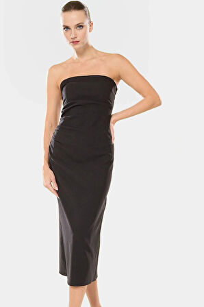 Vücudu Saran Midi Elbise 88% Polyester 12% Elastan Bodycon Özenle Seçilmiş Modern Stil