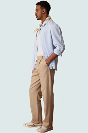 Erkek Pamuklu Geniş Paça Uzun Pantolon Casual ve Rahat Bir Stil Yaz Aylarının Vazgeçilmezi