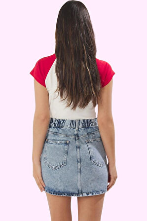 Kadın Yazlık Denim Mini Etek Pamuk Rahat A line Kesim Günlük Kullanım Yaz Aylarının Vazgeçilmezi