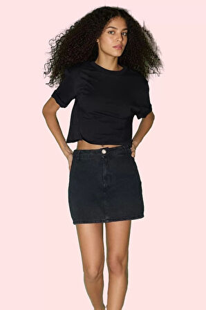 Kadın Denim Şort Etek Yüksek Bel Boru Paça Pamuk Günlük Şıklık Hafta Sonu Kaliteli Malzeme