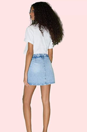 Kadın Denim Şort Etek Yüksek Bel Boru Paça Pamuk Günlük Şıklık Hafta Sonu Kaliteli Malzeme