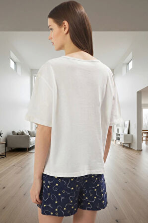 Homewear Pijama Takımı Yumuşak Pamuk Rahat Kalıp Galaksi Deseni Konforlu Kesim