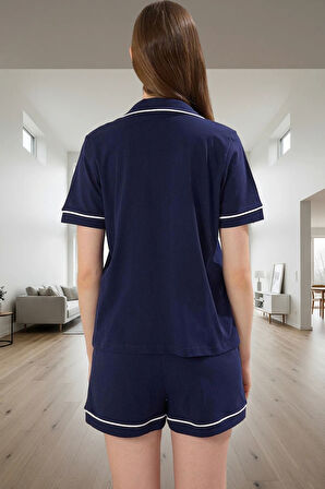 Yazlık Örme Pijama Takımı Renk Nakış Detayları 2'li Set Rahat Kalıp Konforlu Kesim