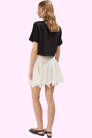 Kadın Yazlık Crinkle Dokuma Mini Etek Korse Bağlama Detaylı Viskoz Trend Dayanıklı Malzeme