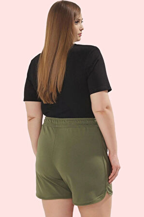 Büyük Beden Kadın Şort Renk Örme Kumaş Yüksek Bel Rahat Günlük Hafta Sonu Kaliteli Malzeme