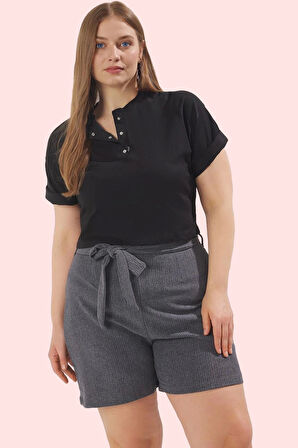 Kadın Yüksek Bel Geniş Paça Şort Regular Büyük Beden Casual Günlük Kullanım Modern Tasarım