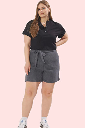 Kadın Yüksek Bel Geniş Paça Şort Regular Büyük Beden Casual Günlük Kullanım Modern Tasarım