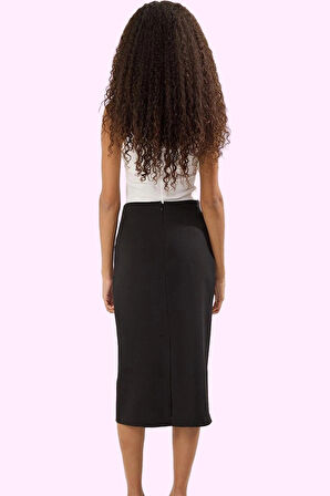 Kadın Şık Gece Etek Midi Boy Yüksek Bel Taş Baskı Detayları Günlük Kullanım Modern Tasarım