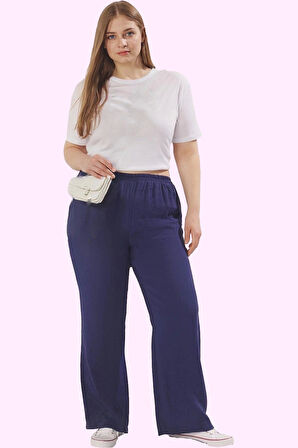 Kadın Viskoz Pamuk Dokuma Pantolon Yüksek Bel Geniş Paça Modern Tasarım Yaz Aylarının Vazgeçilmezi