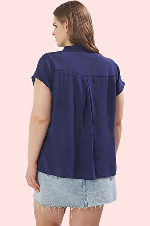 Kadın V Yaka Kruvaze Gömlek Dokuma Kumaş Rahat Kesim Günlük Hafta Sonu Yaz Aylarının Vazgeçilmezi