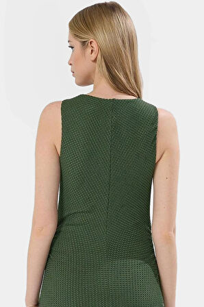 Bodycon Kalıp Midi Elbise Örme Kumaş Bisiklet Yaka Astarlı Uzun Ömürlü Rahat Ve Şık