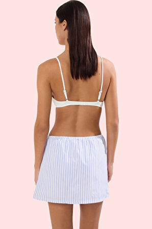 Kadın Plaj Şort Etek Düşük Bel Geniş Paça Çok Çizgili Dokuma Terrycotton Dayanıklı Malzeme