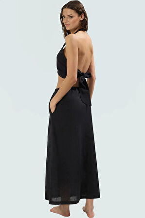 Şık ve Rahat Pamuk Dokuma Bluz Etek Takım Uzun Kullanım Günlük İçin