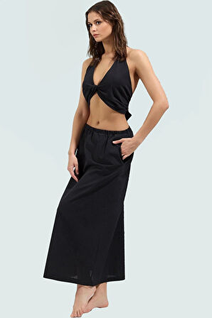 Şık ve Rahat Pamuk Dokuma Bluz Etek Takım Uzun Kullanım Günlük İçin