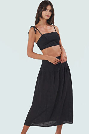 Nefes Alan Pamuklu Dokuma Bluz Etek Takım Oversize Yazlık Dayanıklı Malzeme