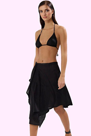 Kadın Asimetrik Flamlı Pamuk Dokuma Etek Beachwear Günlük Kullanım Yaz Aylarının Vazgeçilmezi