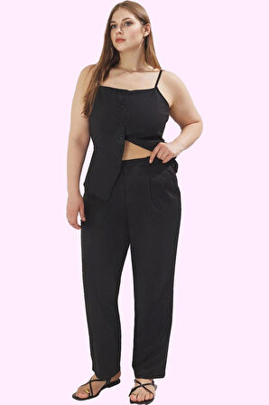 Kadın Finike Dokuma Yüksek Bel Uzun Pantolon Geniş Paça Düz İş Hayatı Yaz Aylarının Vazgeçilmezi