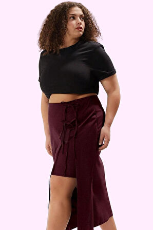 Kadın Saten Dokuma Etek Midi Boy A line Kesim Casual Günlük Kullanım Yaz Aylarının Vazgeçilmezi