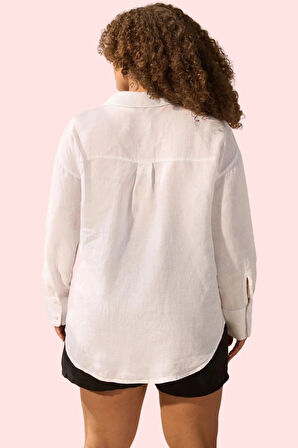 Kadın Keten Gömlek Oversize Kalıp Günlük ve Şık Kaliteli Malzeme Yaz Aylarının Vazgeçilmezi