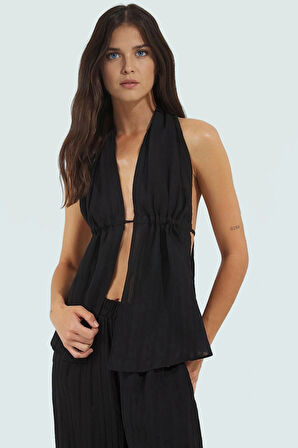 Yazlık Bluz Pantolon Takım V Yaka Kolsuz Viskoz Kumaş Nefes Alabilir Kaliteli İşçilik