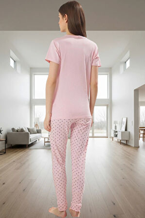 Örme Pamuklu Pijama Takımı; Bisiklet Yaka Galaksi Baskı 2'li Kaliteli İşçilik