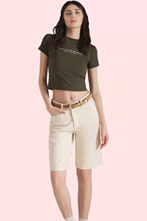 Kadın Yazlık Bermuda Şort Pamuk Normal Bel Geniş Paça Denim Kumaş Günlük Stil Modern Tasarım