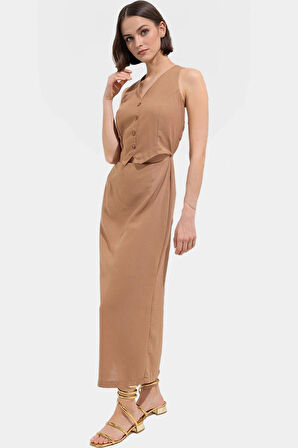 Yazlık Kadın Elbisesi Midi Boy A Kesim Dokuma Kumaş Rahat Kullanım Özenle Seçilmiş