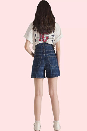 Kadın Pamuk Denim Şort Normal Bel Düz Desenli Şık Günlük Tasarım Yaz Aylarının Vazgeçilmezi