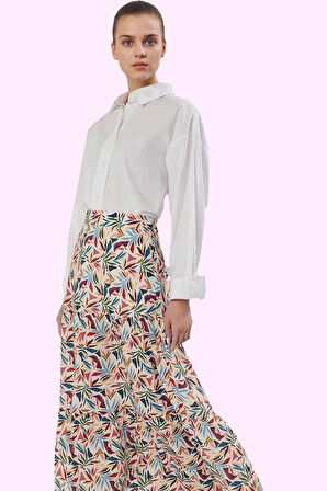 Kadın Etnik Desenli Maxi Etek A line Shally Dokuma Kumaş Rahat Günlük Kullanım Özel Günler