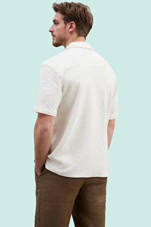 Erkek Günlük Dokulu Gömlek Apaş Yaka Kısa Kollu Regular Fit Yaz Hafta Sonu Kaliteli Malzeme