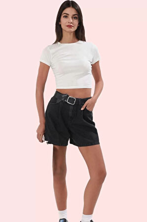 Kadın Pamuk Denim Bermuda Şort Geniş Paça Rahat Kesim Günlük Şıklık Yaz Aylarının Vazgeçilmezi