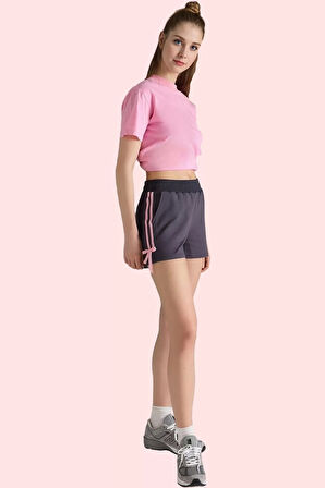 Kadın Beli Lastikli Örme Şort Kısa Boylu Bürümcük Dokuma Renk Günlük Yaz Aylarının Vazgeçilmezi