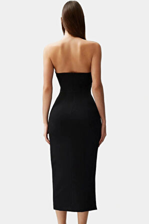 Yazlık Kadın Midi Elbise Bodycon Kesim Finike Kumaş Özel Günler İçin Uzun Ömürlü Rahat Kullanım