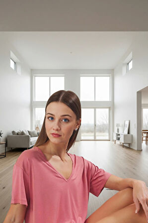 Yazlık Pijama Takımı Dantel Detaylı Viskoz Örme V Yaka Regular Kalıp Trend Tasarım