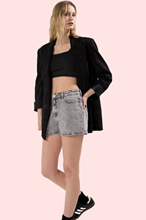 Kadın Denim Şort Pamuk Regular Boy Mom Fit Yazlık Rahat Günlük Kullanım Yaz Aylarının Vazgeçilmezi